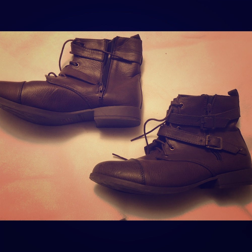 Brown leather boots